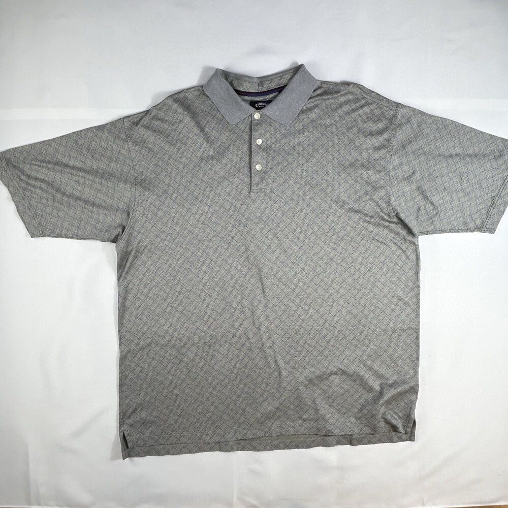 Callaway Golf Shirt Argyle Pattern 100% Cotton Luxury Two Ply Men’s XXL (2XL)